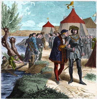 Tratado de Conflans el 5/10/1465 entre el rey de Francia Luis XI y Carlos de Charolais (luego Carlos el Temerario) poniendo fin a la revuelta de los nobles o Liga del Bien Público. de Unknown artist
