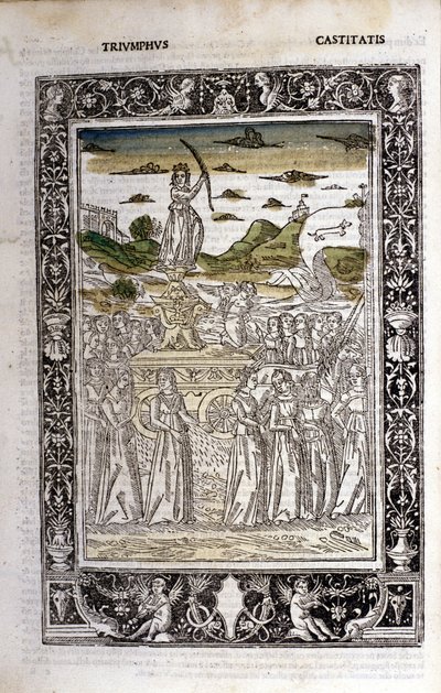 Triunfo de la Castidad de Petrarca (Francesco Petrarca). Miniatura sd. Bibl. Trivulziana, Milán de Unknown artist