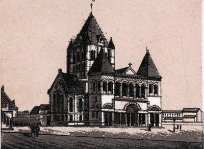 Iglesia de la Trinidad en Nueva York, EE.UU. en "El Mundo Ilustrado 168 vistas". Sin fecha (finales del siglo XIX). de Unknown artist