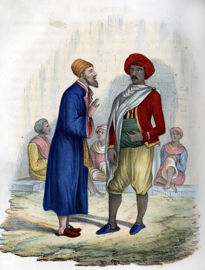 Dos hombres en las calles de Argel en 1830. en “L