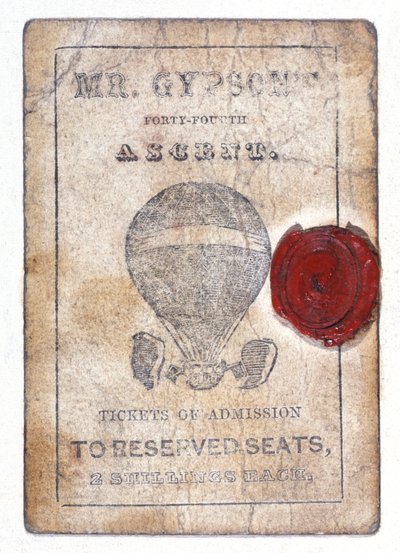 Boleto de dos chelines para asientos reservados en la "Cuarenta y Cuarta Ascensión del Sr. Gypson", 1 de octubre de 1841 de Unknown artist