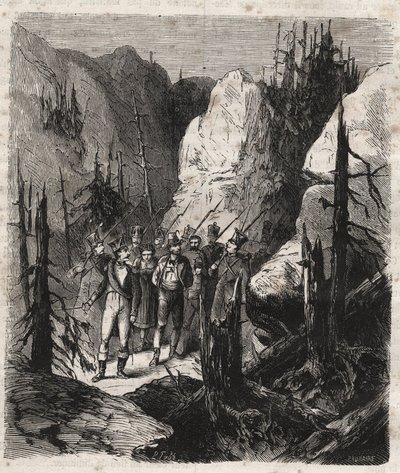 Patriota tirolés Andreas Hofer (1767-1810) siendo arrestado - El patriota tirolés Andreas Hofer (1767-1810) arrestado por las tropas italianas el 19/01/1810 - Grabado de 1879 en 