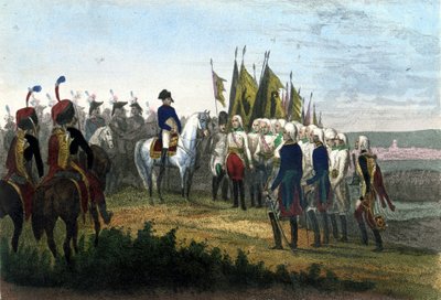 Rendición de Ulm. 20/10/1805. El ejército austríaco derrotado por las tropas de Napoleón. Grabado del siglo XIX. de Unknown artist