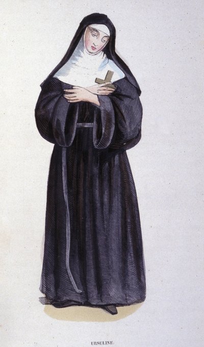 Ursulina. Grabado de un álbum sobre órdenes religiosas, París de Unknown artist