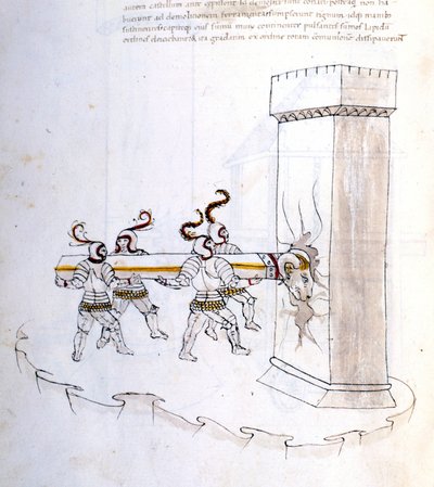 Uso de un ariete durante un asalto en el siglo XVI. de Unknown artist