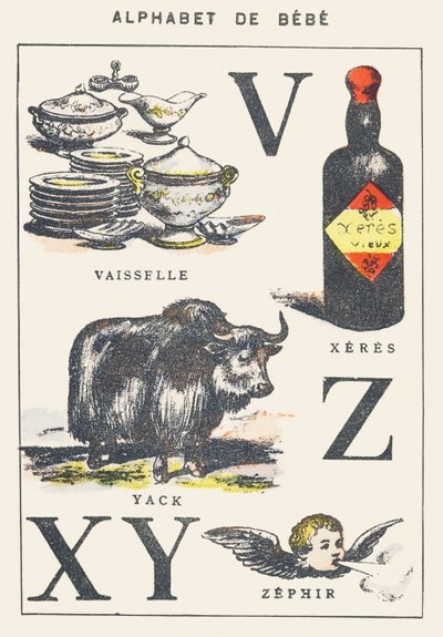 V X Y Z: platos, jerez, yak, céfiro de Unknown artist