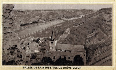 Valle del Mosa: vista de Creve Coeur (Creve-Coeur o Crevecoeur), Valonia, Bélgica. Cromolitografía de finales del siglo XIX. de Unknown artist