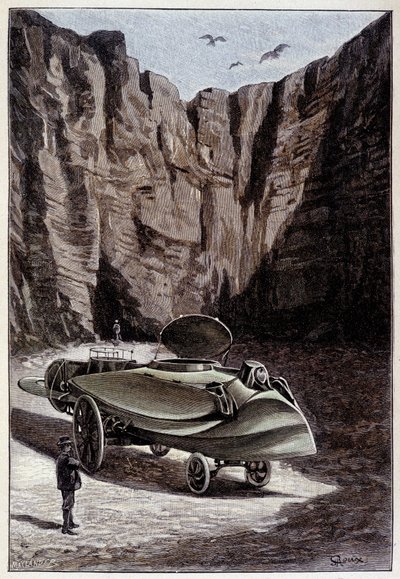 Vehículo "fusiforme" - en "El amo del mundo" por Jules Verne por Roux de Unknown artist