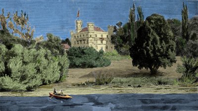 Vista del Castillo de Berg y el Lago Stamberg donde se encontró el cuerpo de Luis II de Baviera de Unknown artist