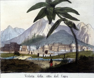 Vista de Ciudad del Cabo, en la época del control británico, Sudáfrica. 1820 de Unknown artist