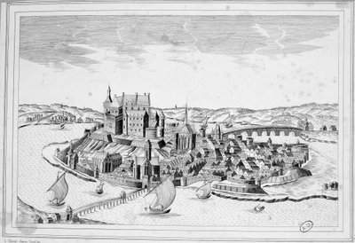 Vista de Decize en 1640 - grabado de Unknown artist