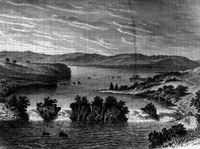 Vista del Lago Victoria, África. Grabado en “Le Journal de la jeunesse” de Unknown artist
