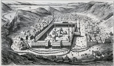 Vista de La Meca y su gran mezquita en el momento de la visita de los peregrinos - grabado del siglo XIX de Unknown artist