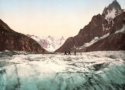 Vista del Mont Blanc: La Mer de Glace. Fotochrome c. 1890. de Unknown artist