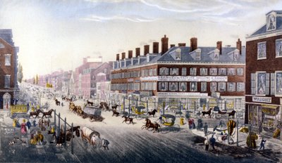 Vista de Nueva York: Broadway. Grabado de 1840. de Unknown artist