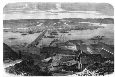 Vista de Nizhny Novgorod, ciudad de Rusia. Grabado en “L