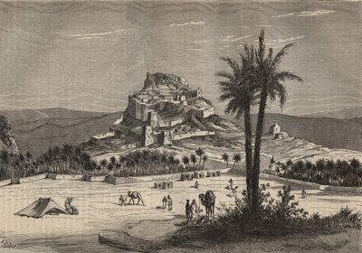 Vista de Oued el Golea (El Menia o El Menea anteriormente El Golea) en Argelia en el sur de la provincia de Orán a finales del siglo XIX - grabado de Unknown artist