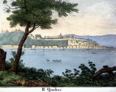 Vista de la ciudad de Quebec a principios del siglo XIX. Litografía en color. de Unknown artist