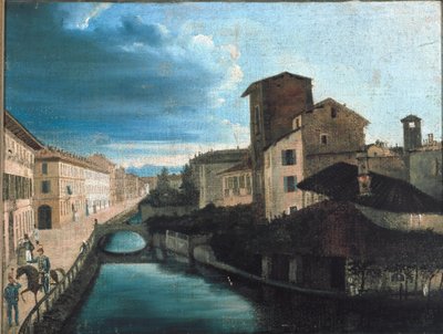 Vista del canal San Gerolamo en Milán de Unknown artist