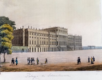 Vista del Palacio de Schönbrunn en Viena, Austria. Grabado de 1826. Colección privada de Unknown artist