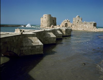 Vista del Castillo del Mar de Sidón construido en 1227 de Unknown artist