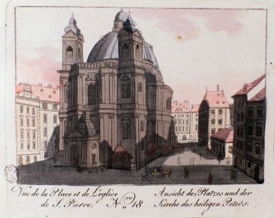 Vista de la Plaza de la Iglesia de San Pedro en Viena, Austria de Unknown artist