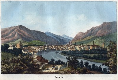 Vista de Trento (Tirol del Sur, Italia) (Trento) - siglo XIX - grabado de 