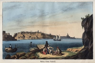 Vista de La Valeta (Malta) en el siglo XIX - grabado de 