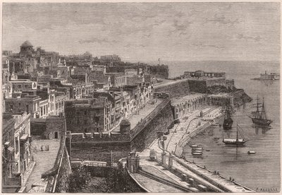 Vista de La Valeta y su puerto en el siglo XIX de Unknown