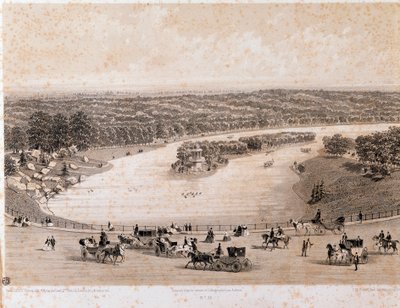 Vista del Bois de Boulogne en París. Litografía de 1850. Colección privada de Unknown artist