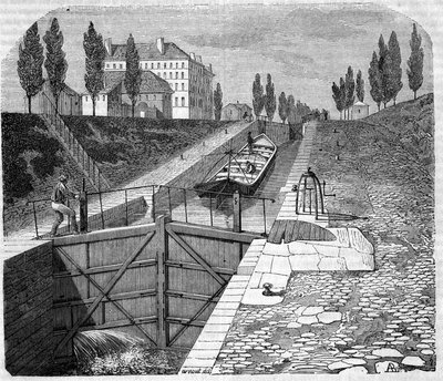 Vista del Canal Saint Martin en las cercanías de París. de Unknown artist