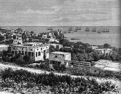 Vista de la ciudad de Beirut. Grabado en “The Journal of Youth” de Unknown artist