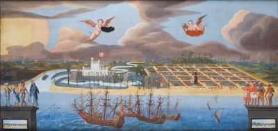 Vista de la colonia danesa de Tranquebar en India, c.1658 de Unknown artist