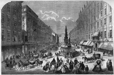 Vista del Graben en Viena, Austria. Grabado en "El Universo Ilustre" de Unknown artist