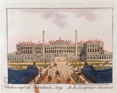 Vista del Castillo Imperial de Schonbrunn cerca de Viena, Austria. Grabado de 1815 Colección privada de Unknown artist