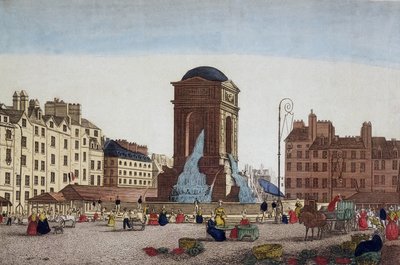 Vista del Mercado y Fuente de los Inocentes - grabado de Unknown artist