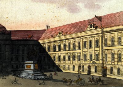 Vista de Josephplatz en Viena, Austria. Grabado de 1820. de Unknown artist