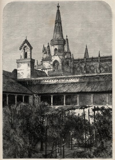 Vista del Monasterio de Bathala en Portugal. Grabado en “The Illustrous Universe”. de Unknown artist