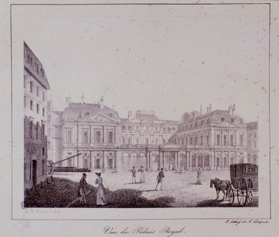 Vista del Palacio Real en París. Grabado de 1820 Colección privada de Unknown artist