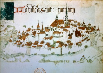 Vista de la ciudad de Saint Pourcain sur Sioule en el Allier en Auvernia de Unknown artist