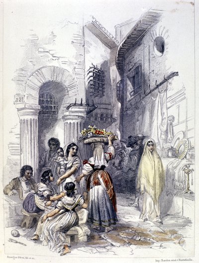 Vista del gueto de Roma en 1830 de Unknown artist