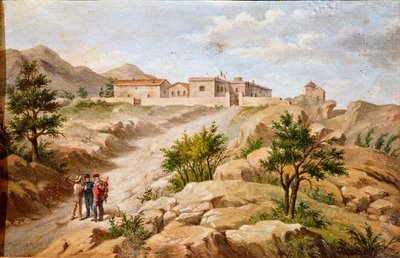 Vista de la casa del patriota italiano y héroe del Risorgimento Giuseppe Garibaldi (1807-1882) en Caprera (Cerdeña) (detalle) de Unknown artist