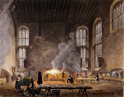 Vista de las cocinas de Christ Church, Universidad de Oxford. 1850. de Unknown artist