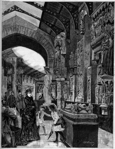 Vista del museo de arquitectura comparada, en el Palais du Trocadero en París en 1882. Grabado en “El Mundo Ilustre” n°1314 del 3 de junio de Unknown artist