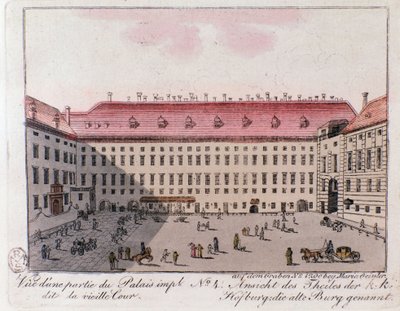 Vista de la parte del Palacio Imperial llamada la Corte Vieja en Viena. Austria. Grabado de 1815 Colección privada de Unknown artist