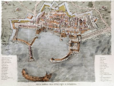 Vista del puerto de Civitavecchia cerca de Roma. Siglo XIX de Unknown artist