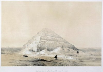 Vista de la pirámide de Saqqarah (Sakkarah). Egipto. Ilustración del siglo XIX París, colegio de Francia de Unknown artist