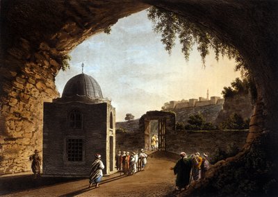 Vista de la tumba del profeta Jeremías en Jerusalén. Litografía del siglo XIX de Unknown artist