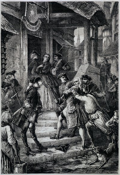 Voltaire (1694 - 1778) arrestado en Frankfurt en 1753 por orden del gran Federico II - en Historia de Francia desde los tiempos más remotos hasta 1789 por M. Guizot de Unknown artist