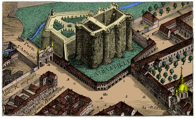 Vista de la Bastilla a vista de pájaro en 1553, grabado del siglo XIX de Unknown artist